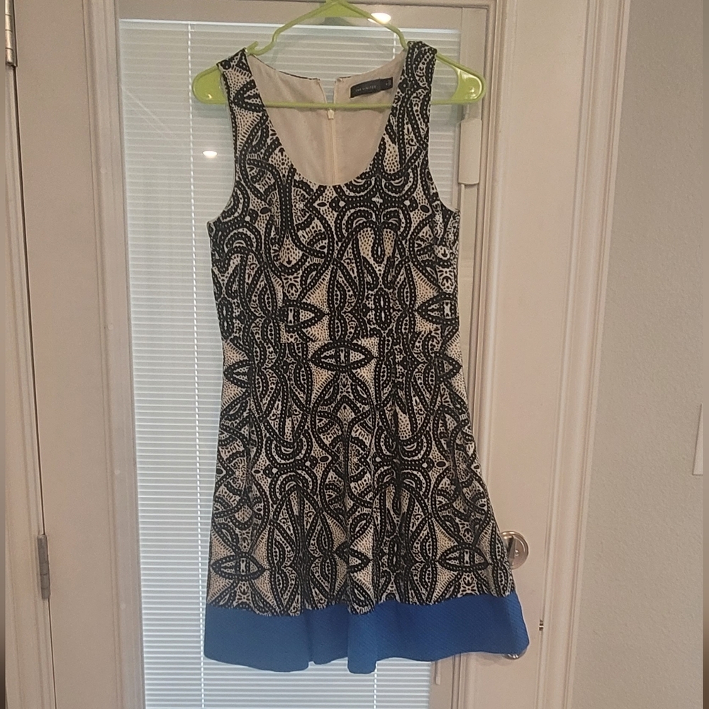 NWOT The Limited Fit and Flare Dress size 8 Black Beige and Blue